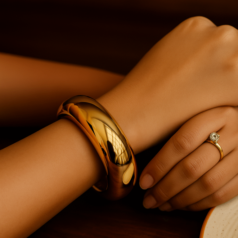 Golden Aura Bangle by VIKTAMNA