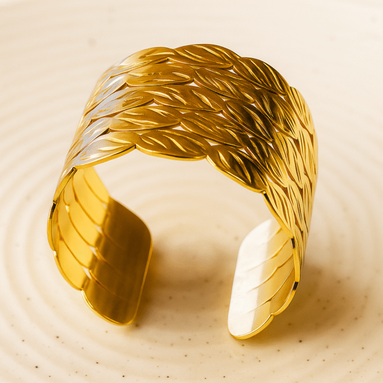 Golden Seraphina Bangle by VIKTAMNA