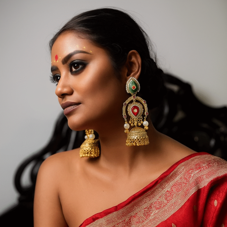Regal Temple-Style Jhumka Earrings by VIKTAMNA