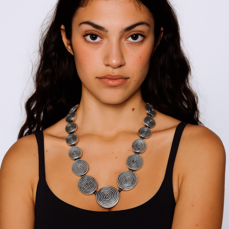 Silver Spiral Handcrafted Necklace