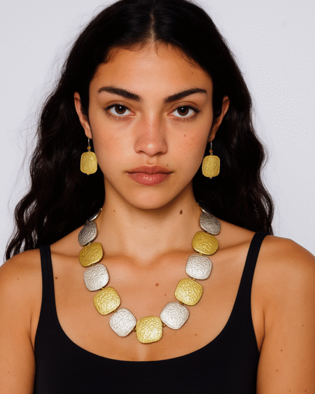 Dual-Tone Handcrafted Textured Necklace Set