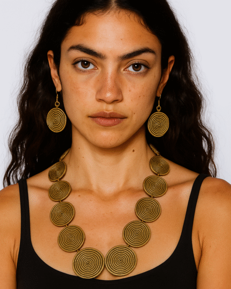 Handcrafted Gold Spiral Necklace Set