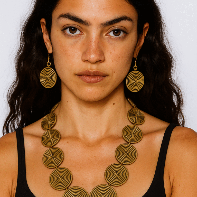 Handcrafted Gold Spiral Necklace Set