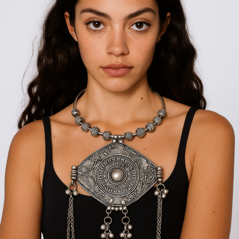 Antique Tribal Coin Pendant Necklace