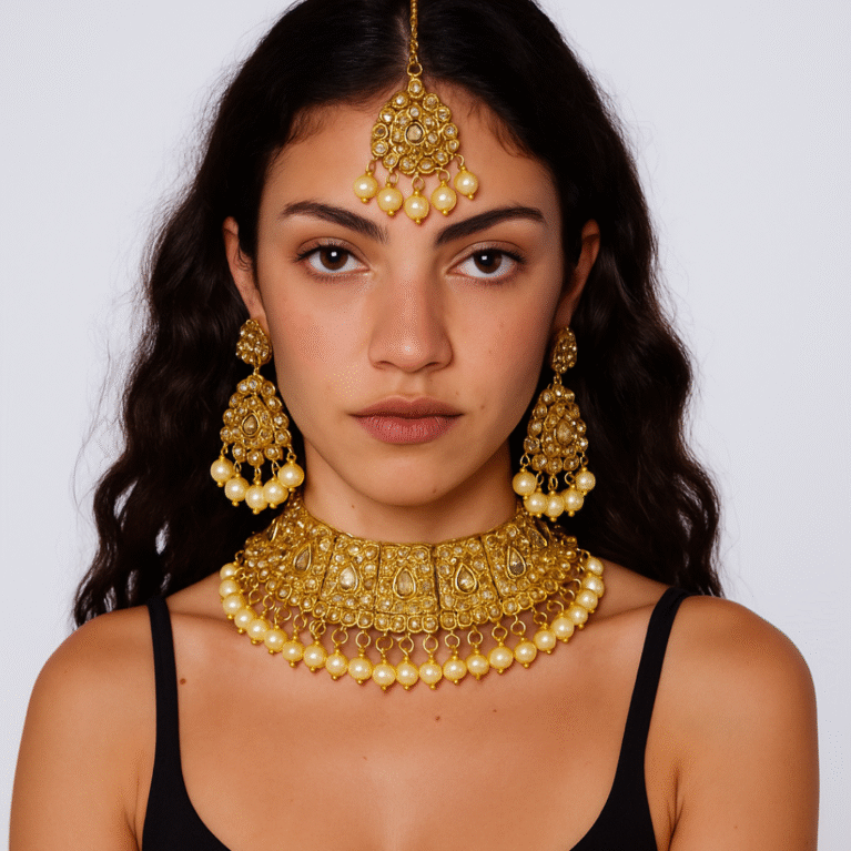 Royal Kundan Pearl Choker Set