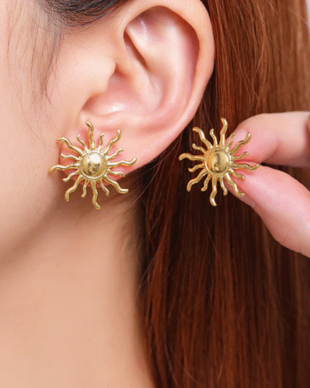 Sunburst Gold Earrings by VIKTAMNA