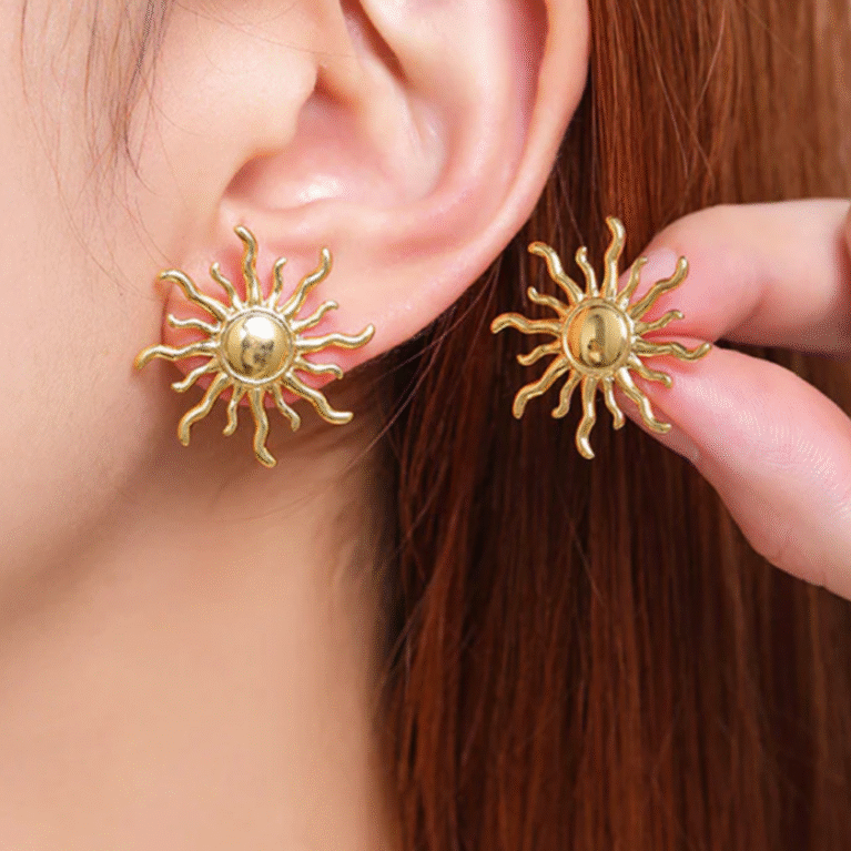 Sunburst Gold Earrings by VIKTAMNA