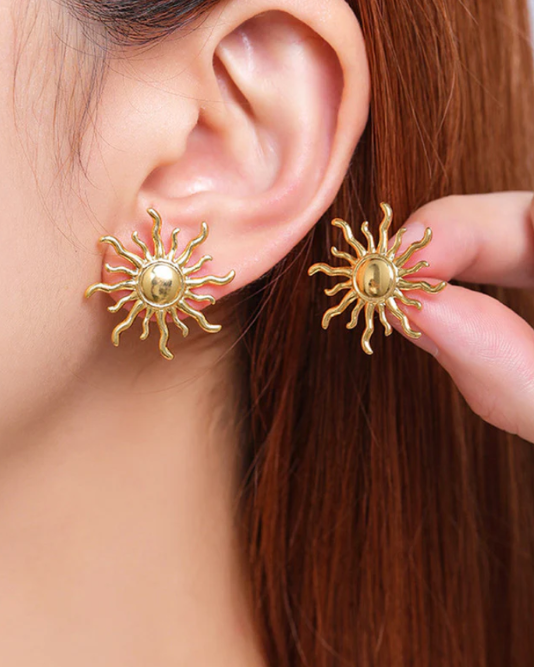 Sunburst Gold Earrings by VIKTAMNA