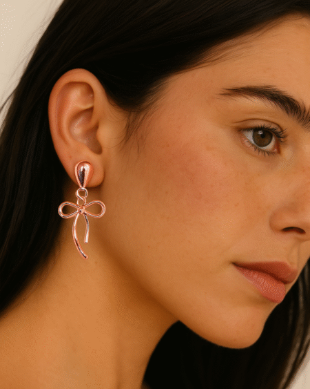 Rose Gold Ribbon Earrings by VIKTAMNA