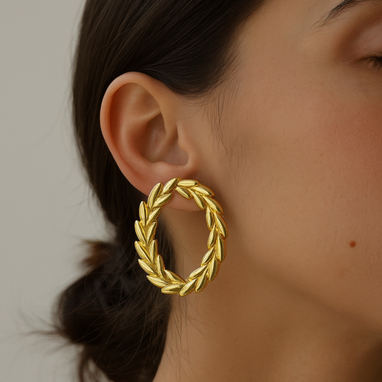Laurel Oval Hoops Earrings by VIKTAMNA