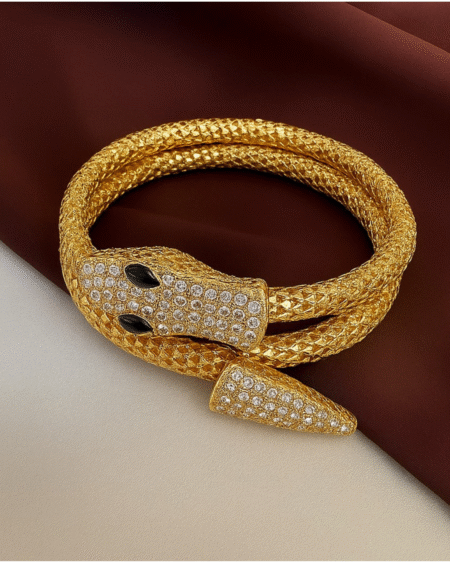 Gold Serpent Bracelet Bangle – Snake Gold Plated Jewelry by VIKTAMNA