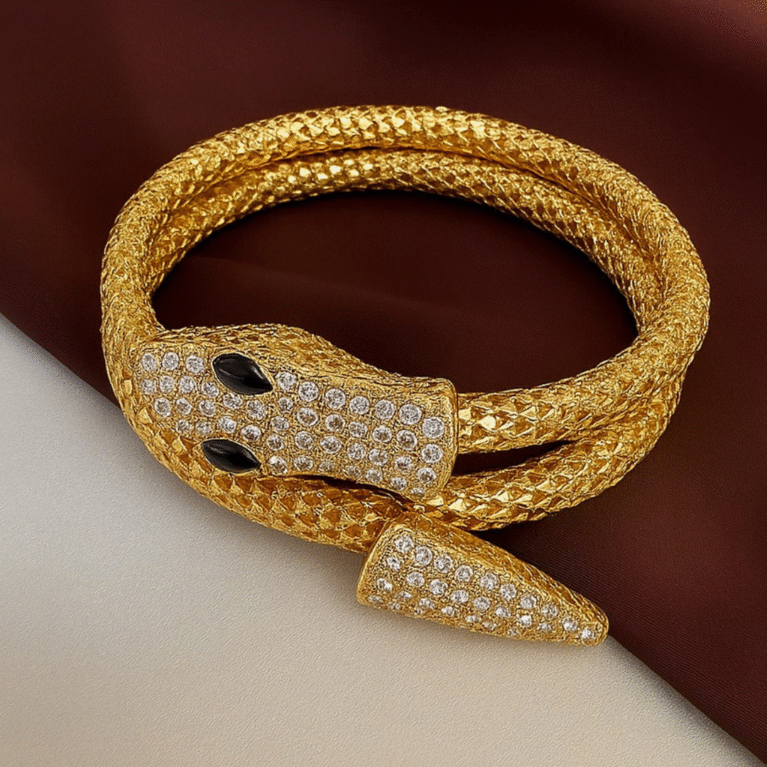 Gold Serpent Bracelet Bangle – Snake Gold Plated Jewelry by VIKTAMNA