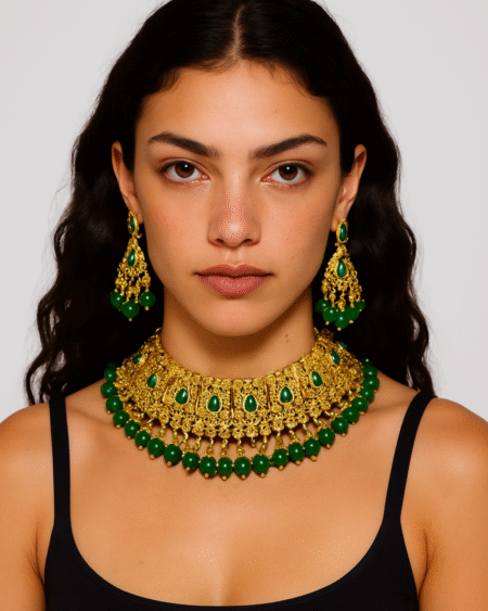 Emerald Radiance Gold-Plated Choker Set