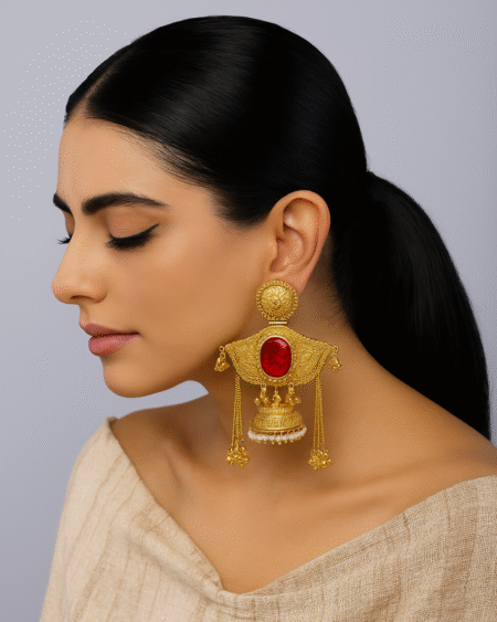 Rajsi Veerangna Heritage Earrings by VIKTAMNA