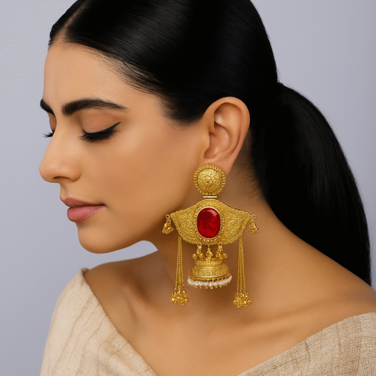 Rajsi Veerangna Heritage Earrings by VIKTAMNA