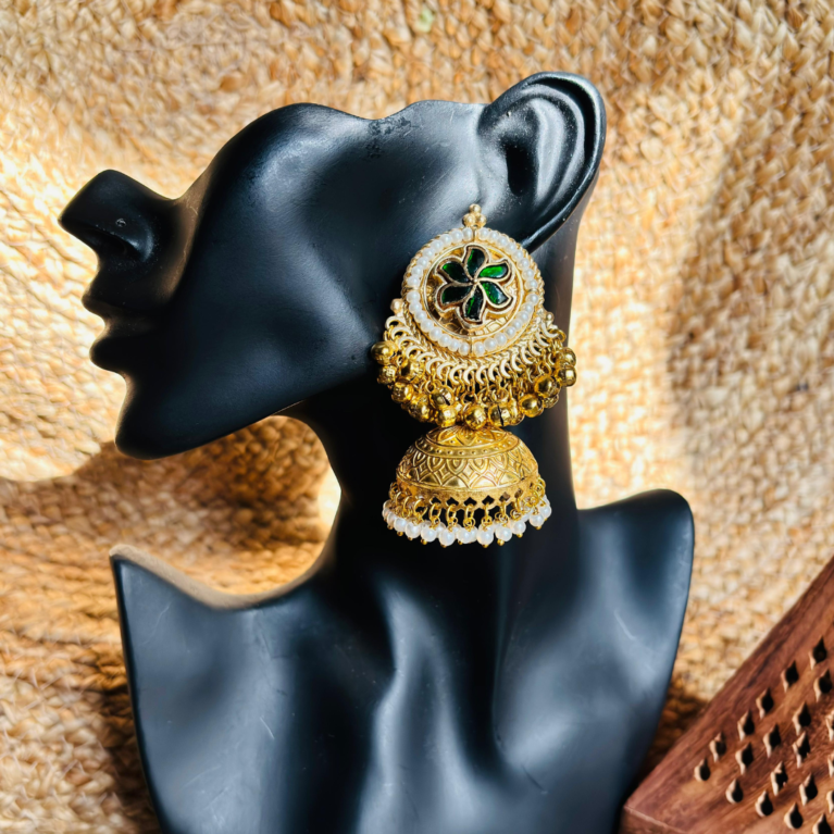 Emerald Bloom Jhumka By VIKTAMNA✨