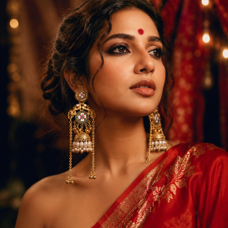 Royal Floral Kashmiri Jhumka Earrings
