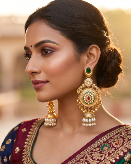 Shahi Meera Circular Brass Kashmiri Jhumkas 👑✨