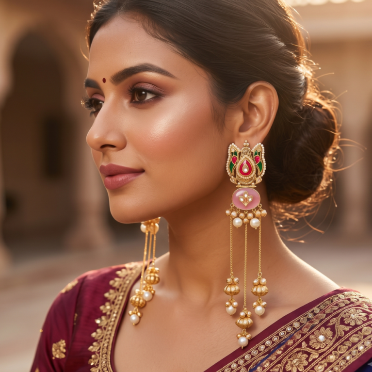 Noor-e-Kashmir Brass Tassel Earrings ✨👑