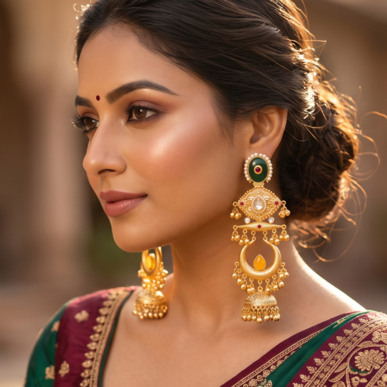 Maharani Chandrakala Brass Kashmiri Jhumkas 👑✨